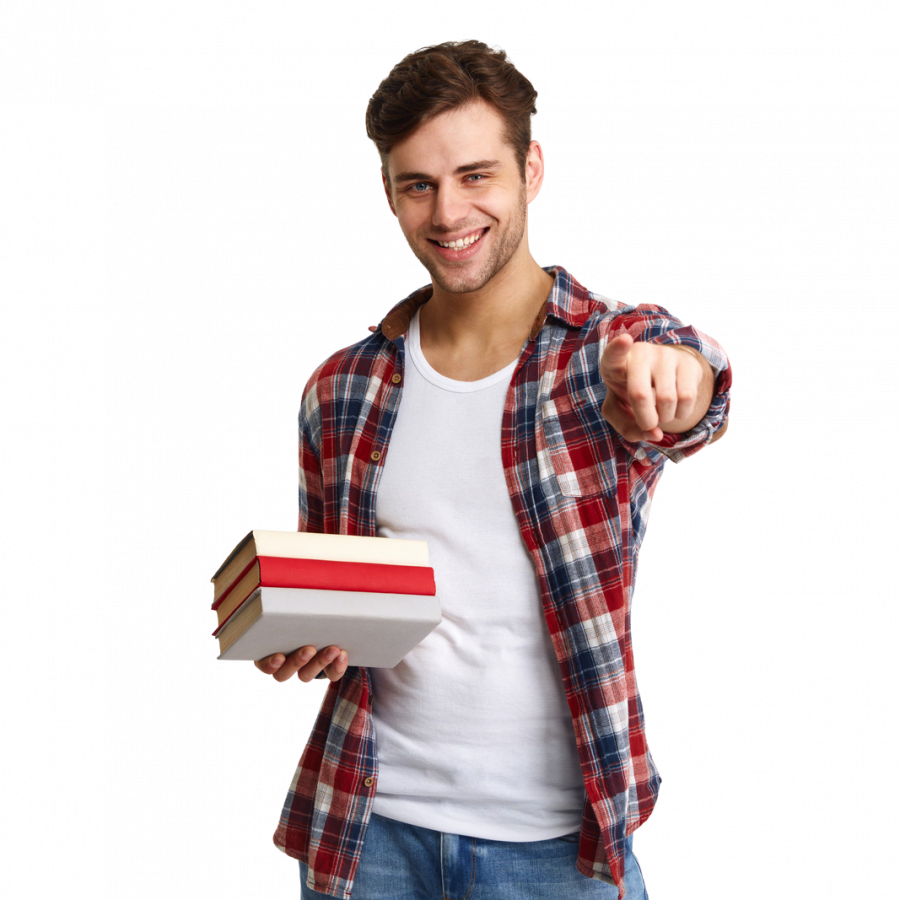 Portrait of a Cheerful Confident Male Student - Editado